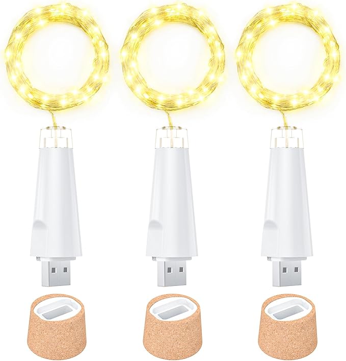 USB Bottle Lights Rechargeable Wine Bottle Fairy Lights Cork LED String Lights by Unknown