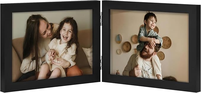 decorUhome Double 7x5 Picture Frame Vertical, Engineered Wood Bifold Photo Frame by decorUhome