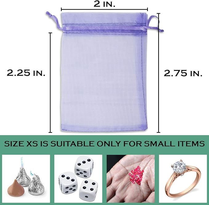 TheDisplayGuys 48-Pack 2" x 2-3/4" Lavender Sheer Organza Gift Bags - Image 2