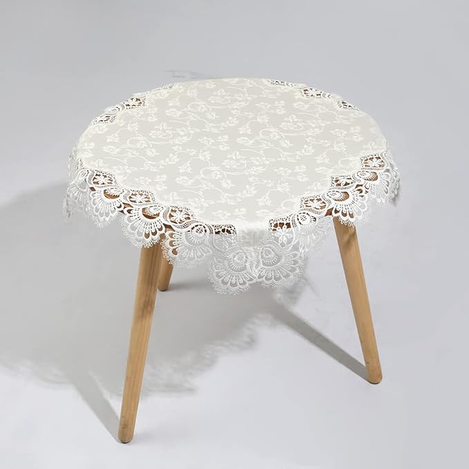 vctops Damask Lace Patchwork Tablecloth Luxury Square Small Table Cover Elegant - Image 2