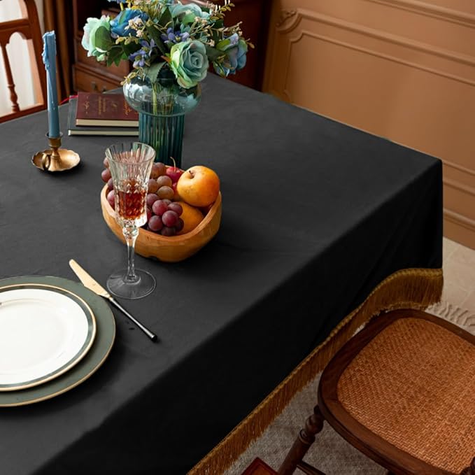 F-CHU Small Square Tablecloths 36 x 36 Inch Velvet Tablecloth Solid Black Small - Image 5