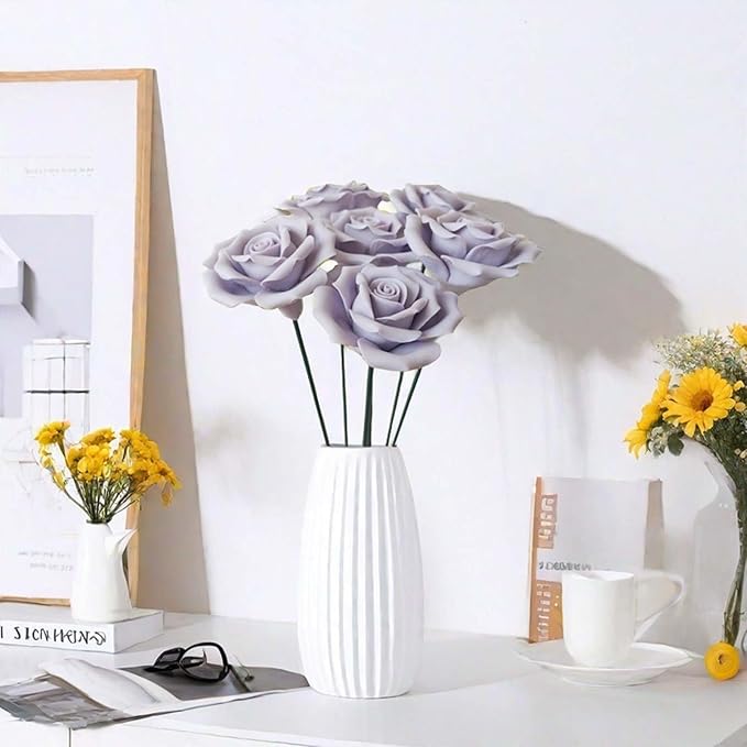 6 pcs Handmade Ceramic Roses, Featuring Vibrant Colors and Intricate Petal - Image 2