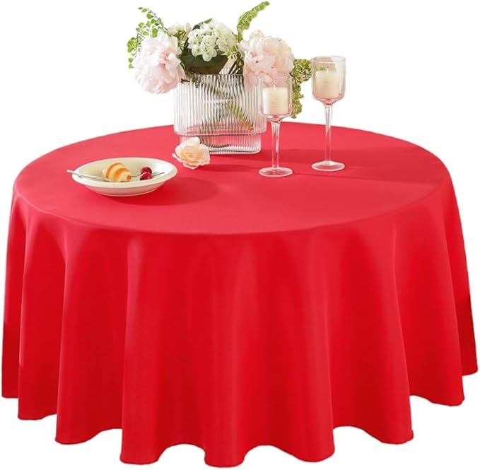 Craft And Party Round Tablecloth, 108 Inch Red Tablecloth, Polyester Fabric by CraftAndParty