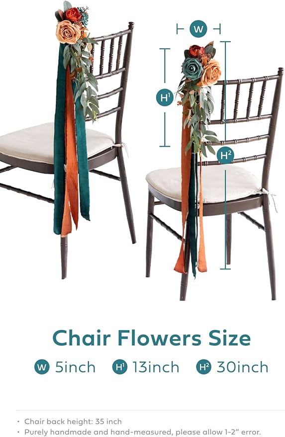 Ling's Moment 8pcs Wedding Artificial Aisle Pew Flowers Chair Decorations - Image 3
