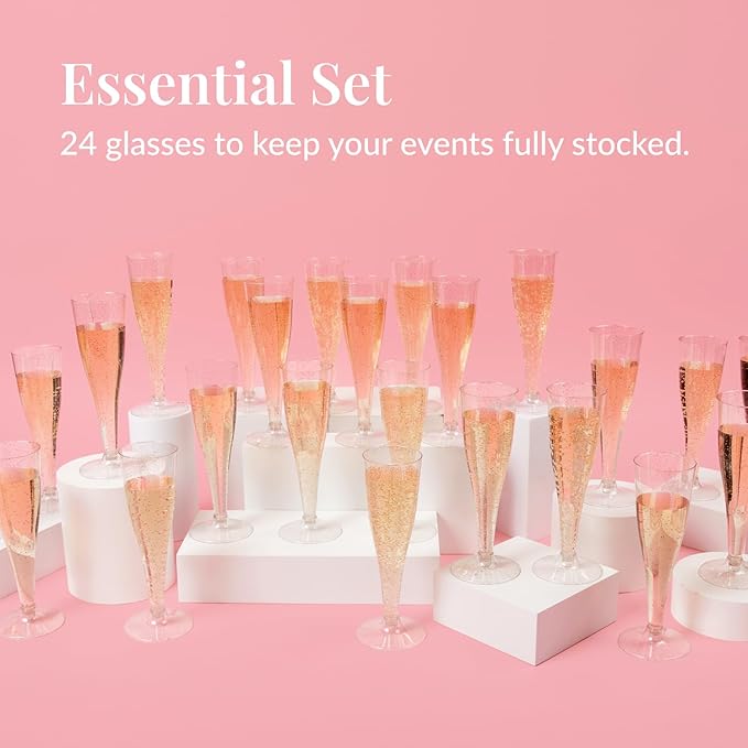 Prestee 24 Piece Plastic Champagne Flutes - Image 4