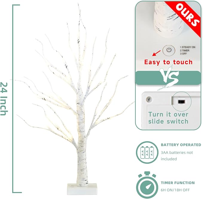 EAMBRITE Home Decorations Light Up White Birch Tree Indoor Christmas Decor - Image 6