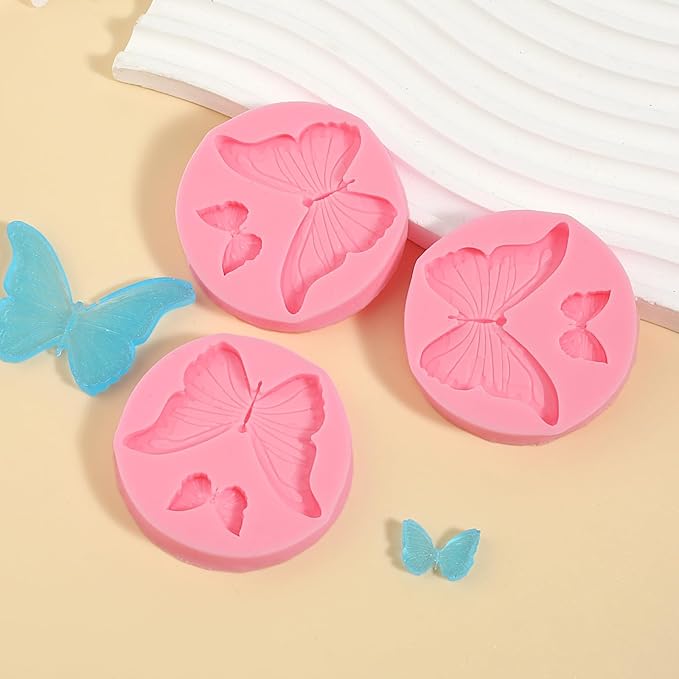 3 Pcs Butterfly Cake Decoration Fondant Molds, Exquisite Butterfly Chocolate - Image 3