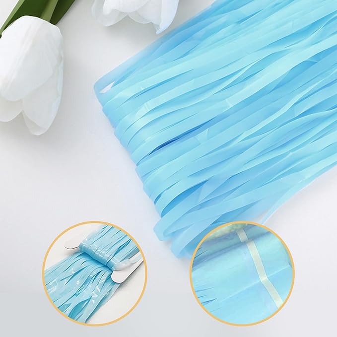 5 Pack Blue Foil Curtain Backdrop 3.2ft x 8.2ft Tinsel Foil Fringe Curtains - Image 4