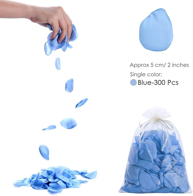 Artificial Silk Rose Petals 300pcs Blue Flower Petals - Image 3