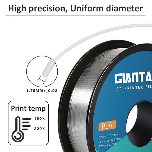 GIANTARM PLA Filament 2KG, Neatly Wound Transparent PLA 2pcs 1kg Spool - Image 4