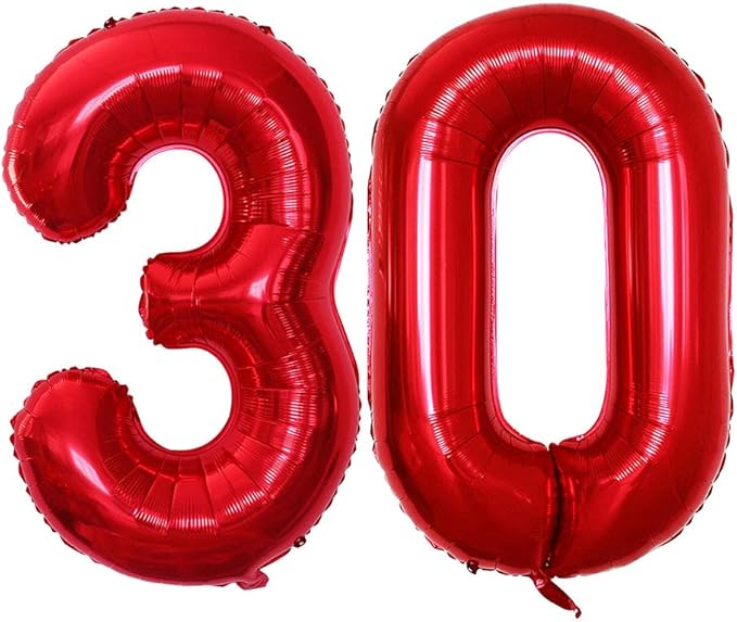 GOER Number 30 Balloons for 30th Birthday Party Decorations, 42 Inch Jumbo Foil by GOER