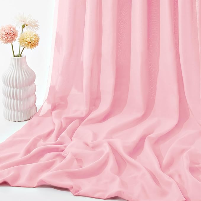 VACVELT Wedding Arch Draping Fabric Blush Pink Chiffon, 1 Panel Sheer Drapes 30 - Image 7