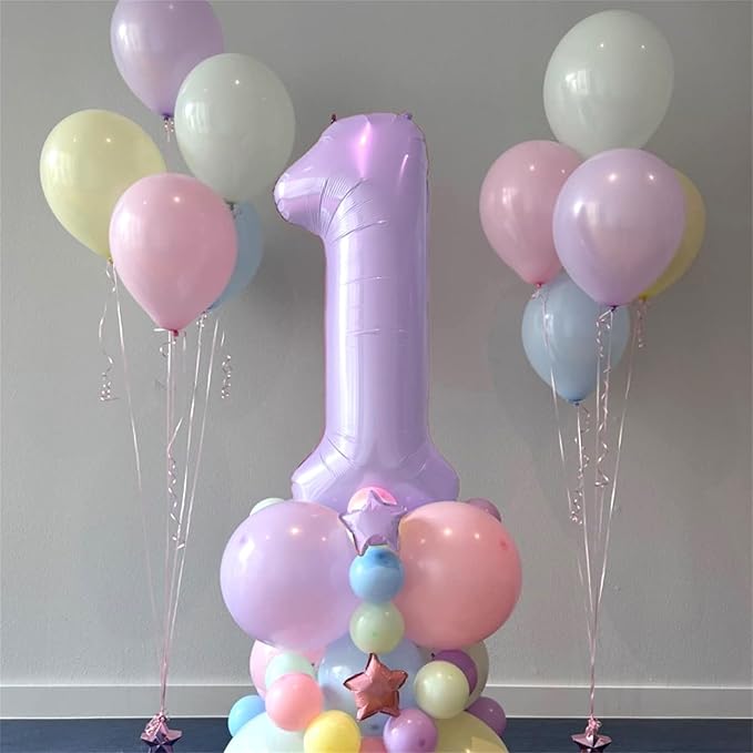 Number Balloons 10 Pastel Purple, 40 Inch Lavender Mylar Foil Number 1 & 0 - Image 5