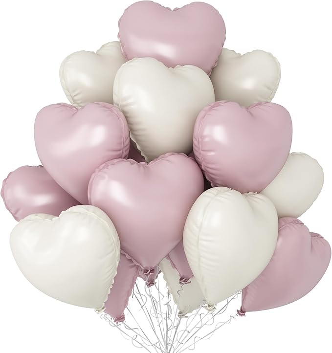 Baby Pink White Heart Balloons by Sowide
