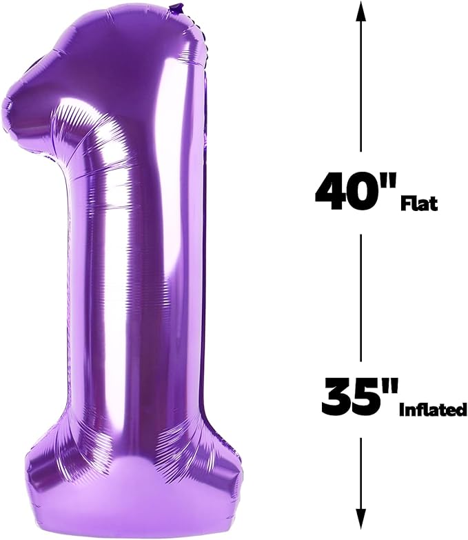 Purple Number 1 Balloon 40 inch, Number 1 Birthday Balloon - Image 2