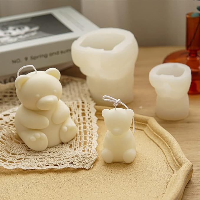 2 Pack Cute Bear Scented Candle Mold Bear Mold Silicone Mold - Image 5
