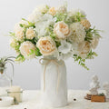 LESING Artificial Peony with Vase Silk Flowers Bouquets Fake Hydrangea Bulks by LESING