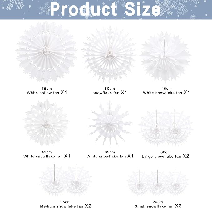 BestoFun 12 PCS White Paper Snowflake Decorations Frozen Birthday Party - Image 2