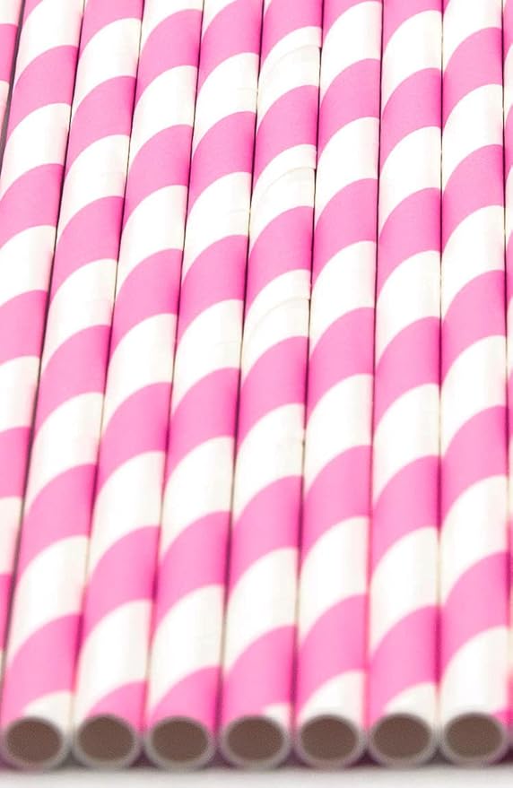 Pack of 900 Baby Pink Swirls Biodegradable 4-Ply Paper Drinking Straws - Image 3