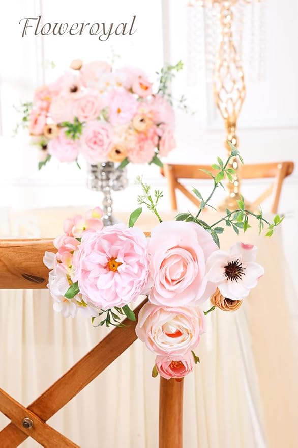 Floweroyal Artificial Flowers Combo Pink Flowers Mix Silk Flowers Roses Peonies - Image 4