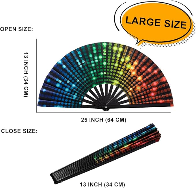 Amajiji Large Folding Hand Rave Fan Popping Fan - Image 2
