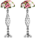 LANLONG 2pcs Metal Silver Candle Holders Road Lead Table Centerpiece Stand by LANLONG