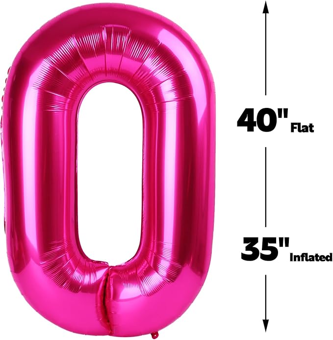 Hot Pink 40 Inch 0 Number Balloons, 0 Decorations - Image 2