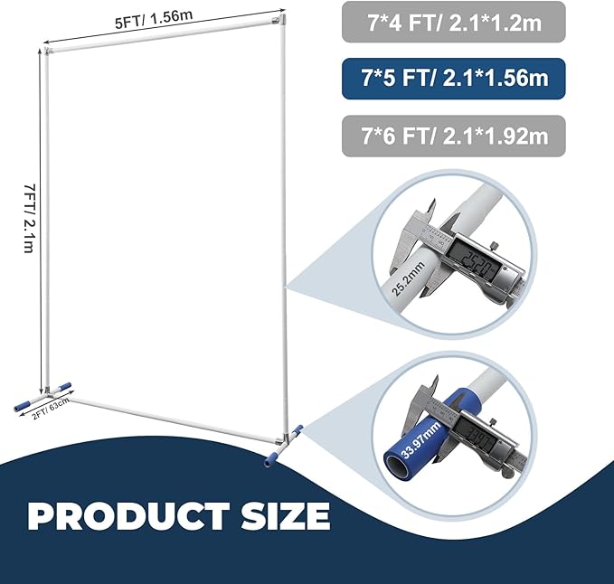 Metal Backdrop Stand 7*5FT Heavy Duty Wedding Arch, Extra-Wide Legs - Image 2