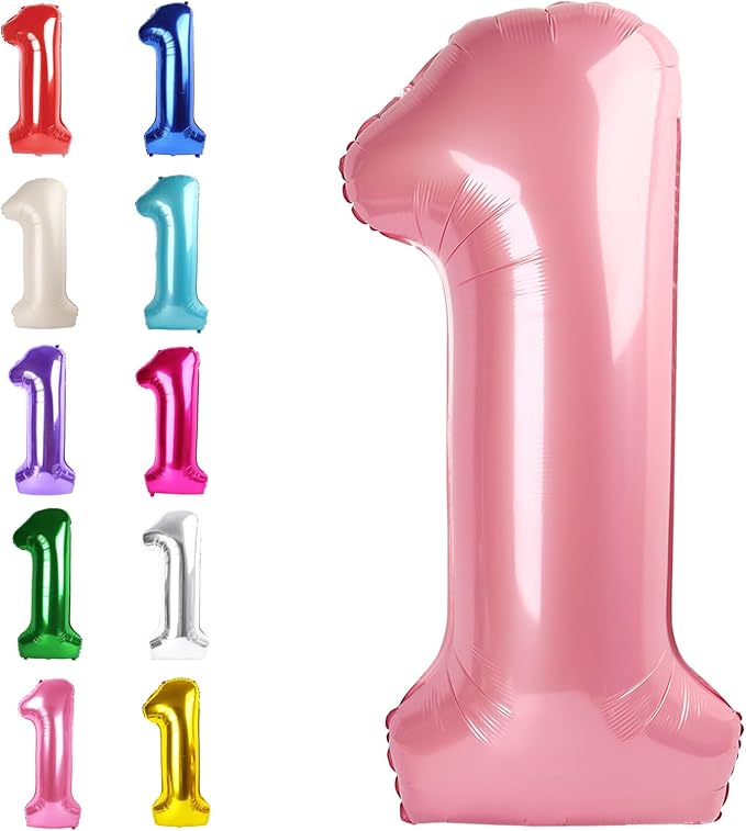 Pearlescent Pink Number 1 Balloon 40 inch, Number 1 Birthday Balloons by Upgesy