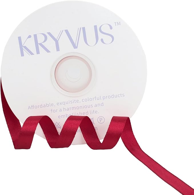 Scarlet Red Satin Ribbon 3/8 inch X Continuous 50 Yards, Single Face Polyester by Kryvusribbon