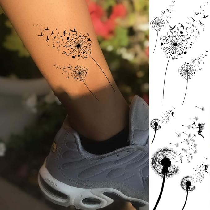13 Sheets Beautiful Dandelion Temporary Tattoos - Image 6