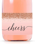 Andaz Press Mini Champagne Wine Bottle Labels, Blush Pink Faux Rose Gold by AndazPress