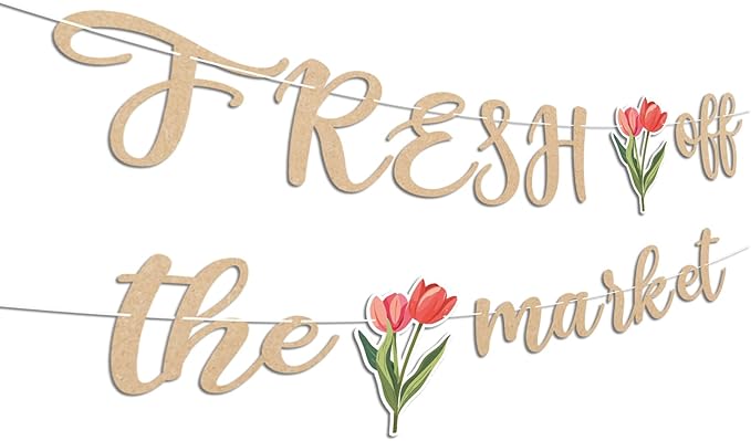 Fresh Off The Market Bridal Shower Banner, Vintage Farmers Market Floral Theme - Image 4