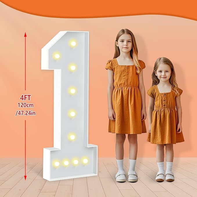 4FT Marquee Light Up Numbers, LED Giant Mosaic Numbers 1 - Image 2