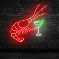 Shrimp Martini Neon Sign, LED Seafood Bar Light by BELISAMA