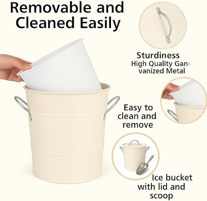 Insulated Ice Bucket with Lid Scoop Handle - Image 3