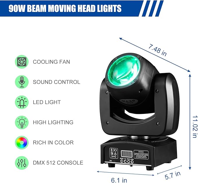 90W LED Moving Head DJ Lights Mini Beam Stage Lights Super Bright Spot RGBW - Image 2