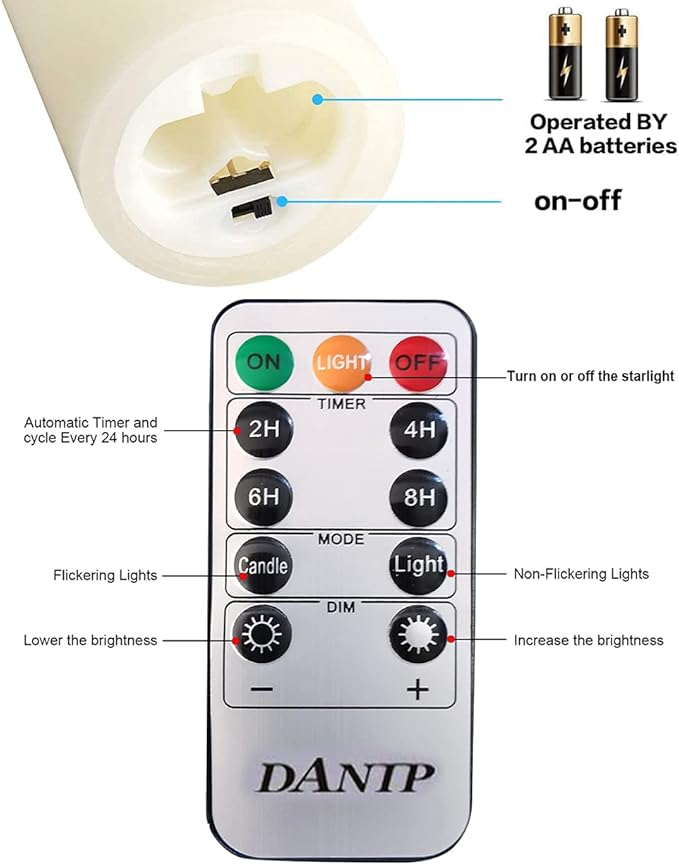 LED flameless Candle, with Embedded Starlight String, （ danip)5-Piece LED Candle - Image 5