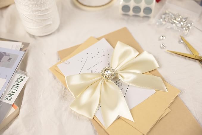 Beige Satin Ribbon 1-1/2 inch X Continuous 100 Yards, Single Face Polyester - Image 7