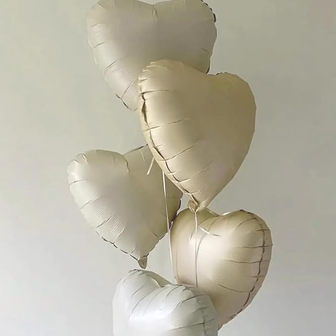 Cream Heart Balloons, 18 Inch Cream White Heart Shape Balloon - Image 3