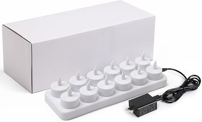 WoneNice USB Rechargeable Flameless Candles, 12 Pack LED Tea Lights - Image 7