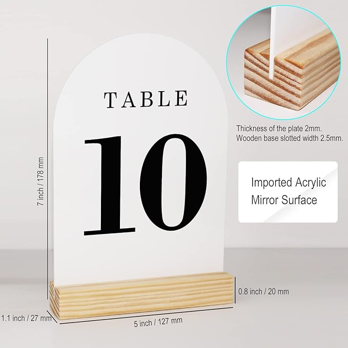 Wedding Table Numbers 1-20, Acrylic Arch Signs - Image 3