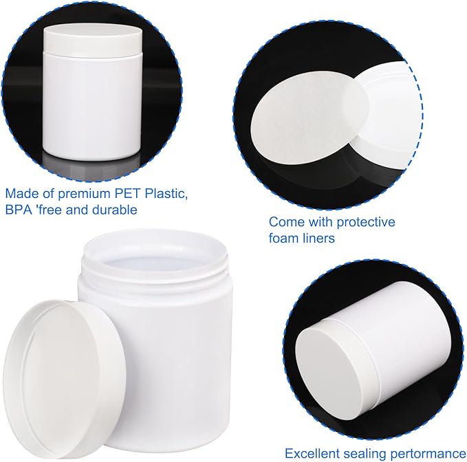 47Packs 8.8oz Plastic White Jars - Image 3