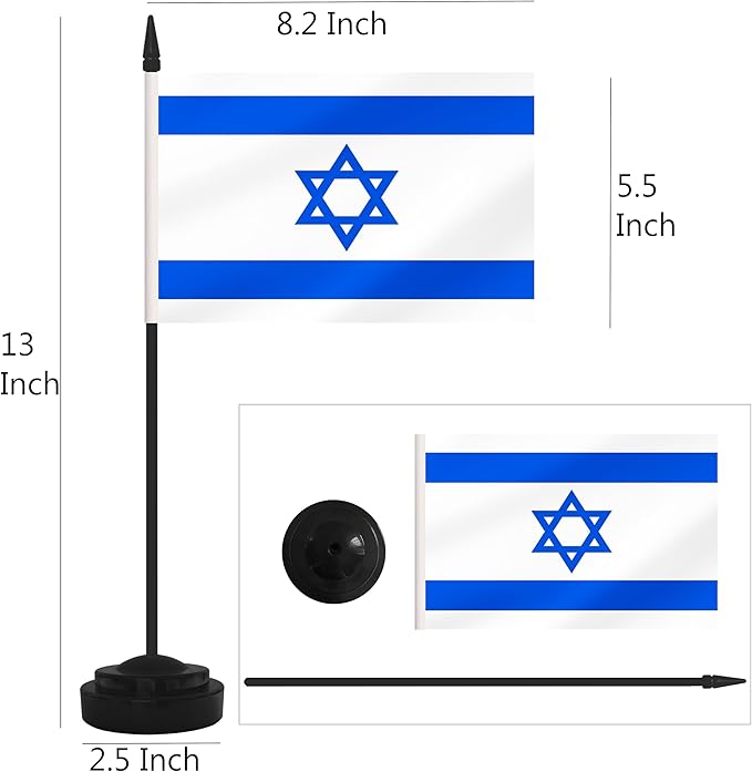 12 Pack Israel Desk Flags, Israeli Desktop Flag, Small Miniature Office Flags - Image 2