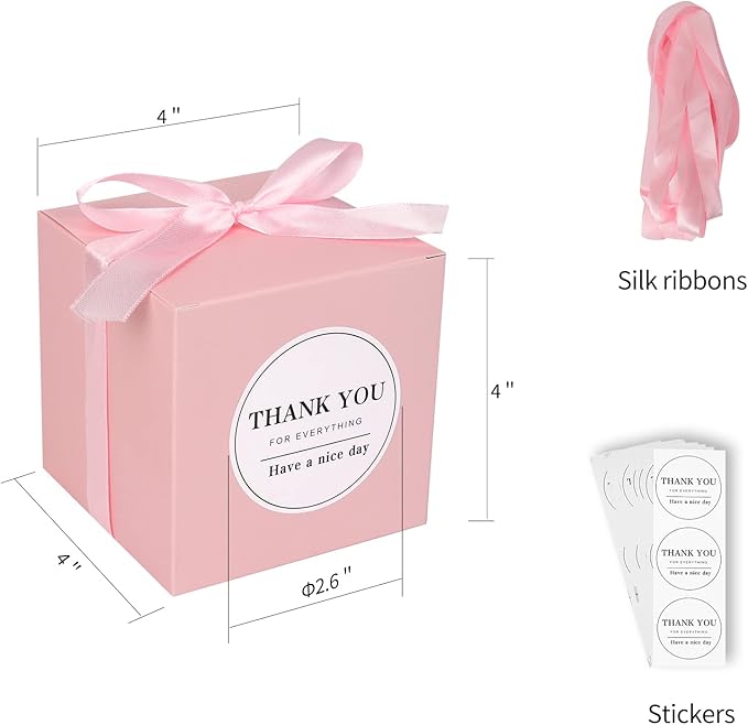 COTOPHER Small Gift Boxes 60 Pack 4x4x4 inches Pink Gift Boxes - Image 4