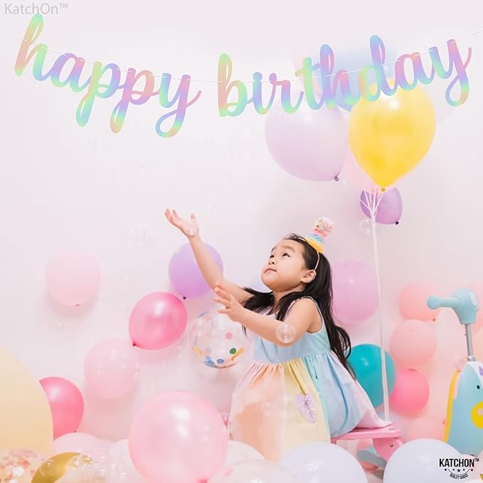 KatchOn, Pre-Strung Iridescent Happy Birthday Banner - Image 7