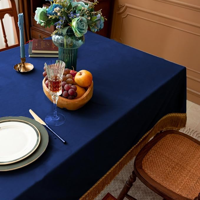 F-CHU Luxury Blue Tablecloth Thickset Velvet Tablecloth - Image 5