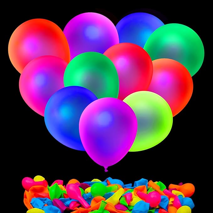 110 PCS UV Neon Balloons, Neon Party, Glow Party Decorations Supplies by GYIPFIPA