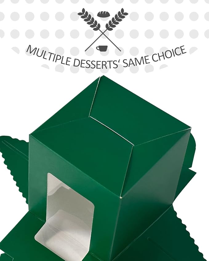 qiqee Cupcake Boxes Green Individual Cupcake Holders Disposable 50pcs Single - Image 3