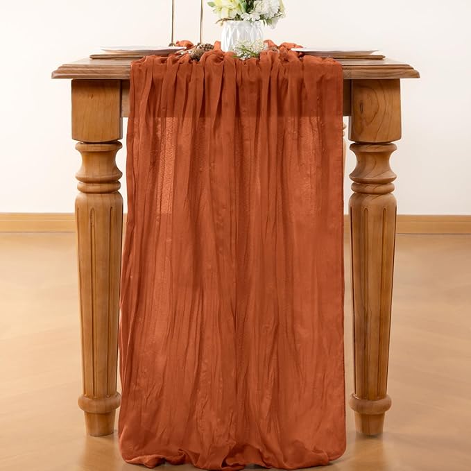 Terracotta Table Runner Cheesecloth Table Runner 10FT Farmhouse Table Runners - Image 3